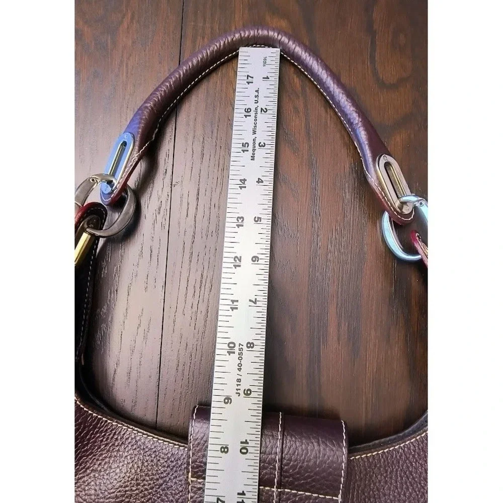Guia's Oxblood Leather‎ Hobo Shoulder Bag Large Silver Hardware & Buckle Accents